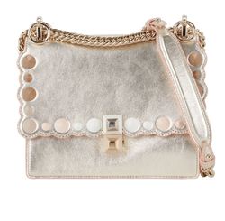 Vitello Catalan Scalloped Multi Studded, Leather, Metallic, 1888241, DB,2*